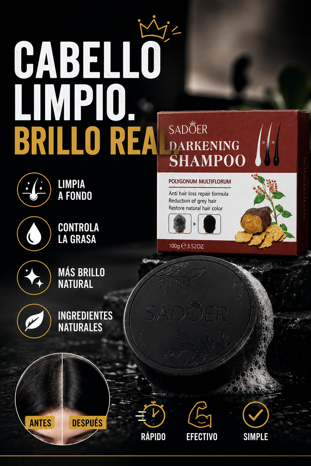 BARRA SHAMPOO NEGRO ANTI CANAS